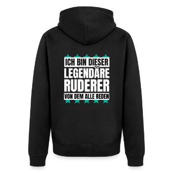 Ich bin dieser legendäre Ruderer - Unisex Premium Bio Zip Hoodie - Schwarz - Hinten - Nico (187cm)