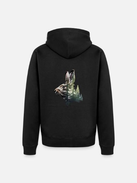Hare - Unisex Premium Organic Zip Hoodie - black