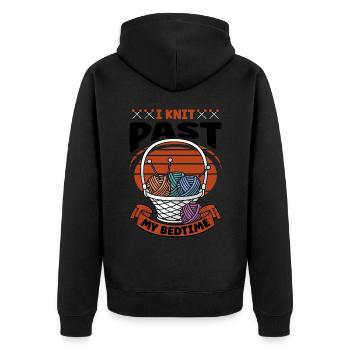 I knit past my bedtime - Unisex Premium Bio Zip Hoodie - Schwarz - Hinten - Nico (187cm)