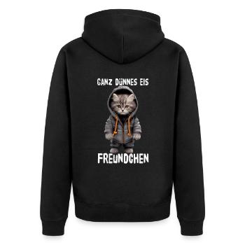 Ganz Dünnes Eis Freundchen Persische Katze - Unisex Premium Bio Zip Hoodie - Schwarz - Hinten - Nico (187cm)