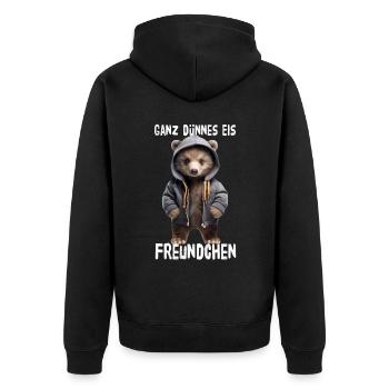 Very Thin Ice Friend Bear - Unisex Premium Organic Zip Hoodie - black - Back - Nico (187cm)