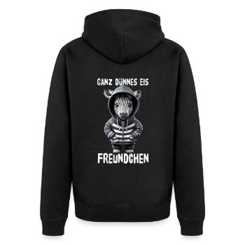 Very Thin Ice Friend Zebra - Unisex Premium Organic Zip Hoodie - black - Back - Nico (187cm)