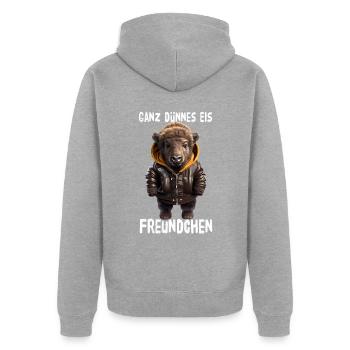 Glace très mince ami Bison - Veste à capuche bio Premium Unisexe - gris chiné - Dos - Nico (187cm)