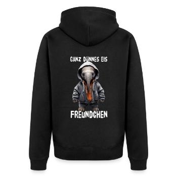 Éléphant ami de glace très mince - Veste à capuche bio Premium Unisexe - noir - Dos - Nico (187cm)