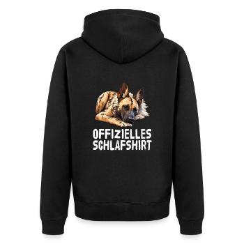 Official Sleep Shirt African Wild Dog - Unisex Premium Organic Zip Hoodie - black - Back - Nico (187cm)
