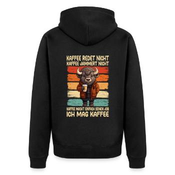 Café, ne parle pas, café, ne pleurniche pas, bison - Veste à capuche bio Premium Unisexe - noir - Dos - Nico (187cm)