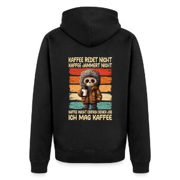Kaffee Rede Nicht Kaffee Jammert Nicht Gibbon - Unisex Premium Bio Zip Hoodie - Schwarz - Hinten - Nico (187cm)