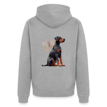 Doberman - Veste à capuche bio Premium Unisexe - gris chiné - Dos - Nico (187cm)