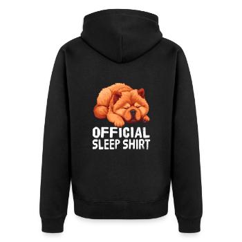 Offizielles Schlafshirt Chow Chow Chow - Unisex Premium Bio Zip Hoodie - Schwarz - Hinten - Nico (187cm)