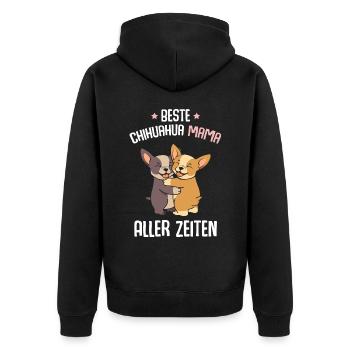Beste Chihuahua Mama - Unisex Premium Bio Zip Hoodie - Schwarz - Hinten - Nico (187cm)