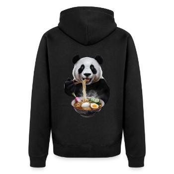 Panda - Unisex Premium Bio Zip Hoodie - Schwarz - Hinten - Nico (187cm)
