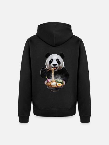 Panda - Unisex Premium Bio Zip Hoodie - Schwarz