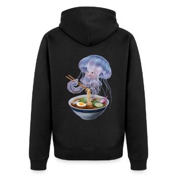 Quallen Ramen - Unisex Premium Bio Zip Hoodie - Schwarz - Hinten - Nico (187cm)