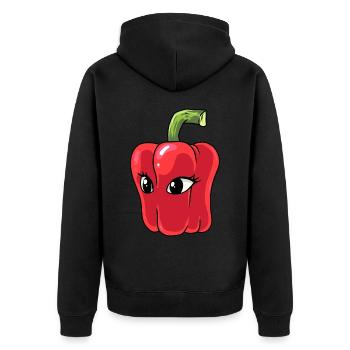 Poivrons Poivrons Légumes Végétarien Cuisinier Chefs - Veste à capuche bio Premium Unisexe - noir - Dos - Nico (187cm)