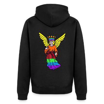 LGBT Regenbogen Engel Gay Pride Christmas Xmas - Unisex Premium Bio Zip Hoodie - Schwarz - Hinten - Nico (187cm)