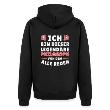 Ich bin dieser legendäre Philosoph - Unisex Premium Bio Zip Hoodie - Schwarz - Hinten - Nico (187cm)