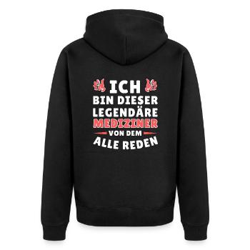 Ich bin dieser legendäre Mediziner - Unisex Premium Bio Zip Hoodie - Schwarz - Hinten - Nico (187cm)