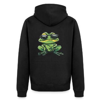 Frog Cool Comic - Unisex Premium Organic Zip Hoodie - black - Back - Nico (187cm)