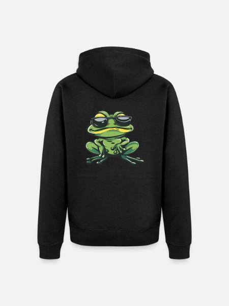 Frog Cool Comic - Unisex Premium Organic Zip Hoodie - black