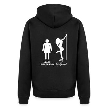Your girlfriend - My girlfriend - Valentinstag - Unisex Premium Bio Zip Hoodie - Schwarz - Hinten - Nico (187cm)