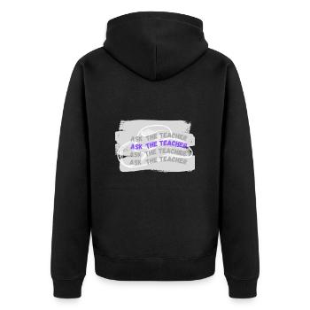 ask the teacher - Unisex Premium Organic Zip Hoodie - black - Back - Nico (187cm)