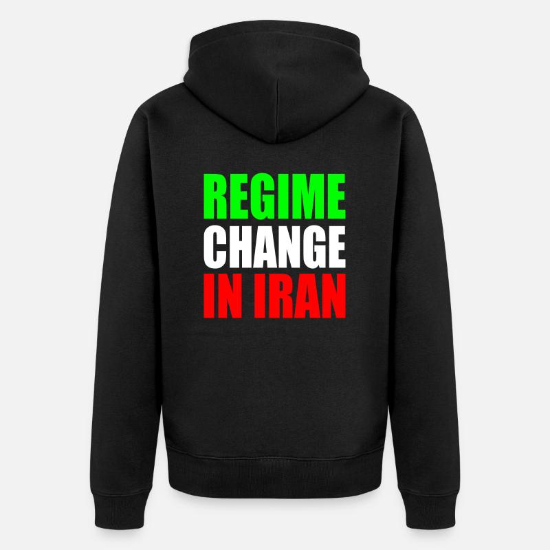 Regime change in iran - Veste à capuche bio Premium Unisexe - noir