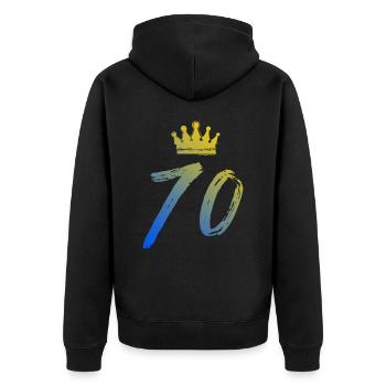70 Number Crown - Unisex Premium Organic Zip Hoodie - black - Back - Nico (187cm)