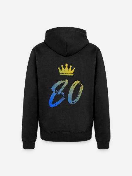 80 Zahl Krone - Unisex Premium Bio Zip Hoodie - Schwarz