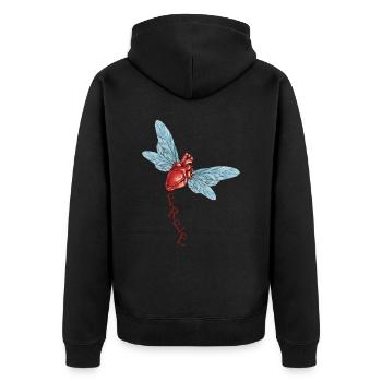 FREE EPÍRITU - Unisex Premium Organic Zip Hoodie - black - Back - Nico (187cm)