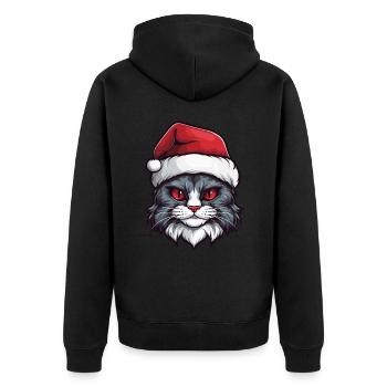 Cat Head Christmas Portrait - Unisex Premium Organic Zip Hoodie - black - Back - Nico (187cm)