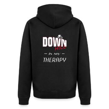 downhill - biken - biker - Unisex Premium Bio Zip Hoodie - Schwarz - Hinten - Nico (187cm)