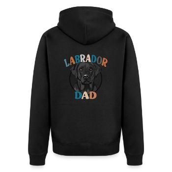 Labrador Dad Hunde Hund Labbi Wilsigns - Unisex Premium Bio Zip Hoodie - Schwarz - Hinten - Nico (187cm)