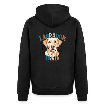 Gelber Labrador Dad Hunde Hund Labbi Wilsigns - Unisex Premium Bio Zip Hoodie - Schwarz - Hinten - Nico (187cm)