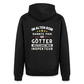 Im alten Rom waren Sie Götter. Heute Inspekteur - Unisex Premium Bio Zip Hoodie - Schwarz - Hinten - Nico (187cm)