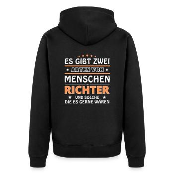 Cadeau des juges - deux types de... Concevoir - Veste à capuche bio Premium Unisexe - noir - Dos - Nico (187cm)