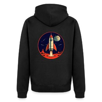 Rocket Launch from Planet Earth - Journey to the Moon - Unisex Premium Organic Zip Hoodie - black - Back - Nico (187cm)