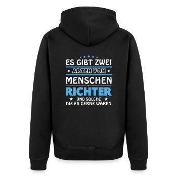 Cadeau des juges - deux types de... Concevoir - Veste à capuche bio Premium Unisexe - noir - Dos - Nico (187cm)