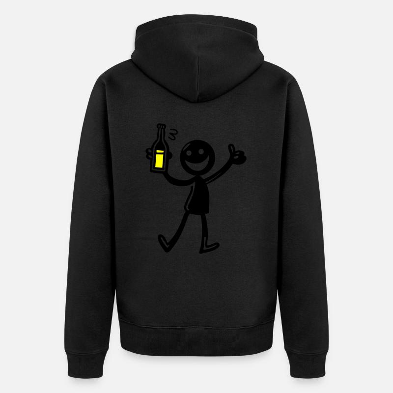 Drinking Comic Illustration Bier - Unisex Premium Bio Zip Hoodie - Schwarz