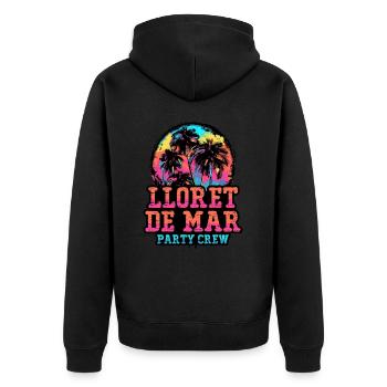 Lloret De Mar Party Crew - Unisex Premium Bio Zip Hoodie - Schwarz - Hinten - Nico (187cm)