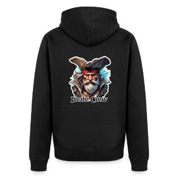 Pirat / Ahoi / Anker / Kapitän / Totenkopf / Rum - Unisex Premium Bio Zip Hoodie - Schwarz - Hinten - Nico (187cm)
