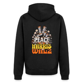 Retro Peace Kamala Harris Waltz 2024 - Unisex Premium Organic Zip Hoodie - black - Back - Nico (187cm)