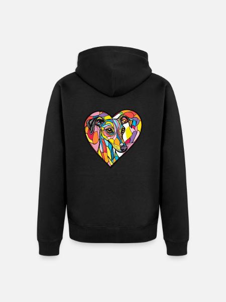 Whippet Dog Heart Dog Love - Unisex Premium Organic Zip Hoodie - black