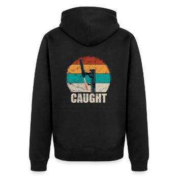 Caught - Space Travel - Rocket - Gripper Arms - Catch - Unisex Premium Organic Zip Hoodie - black - Back - Nico (187cm)