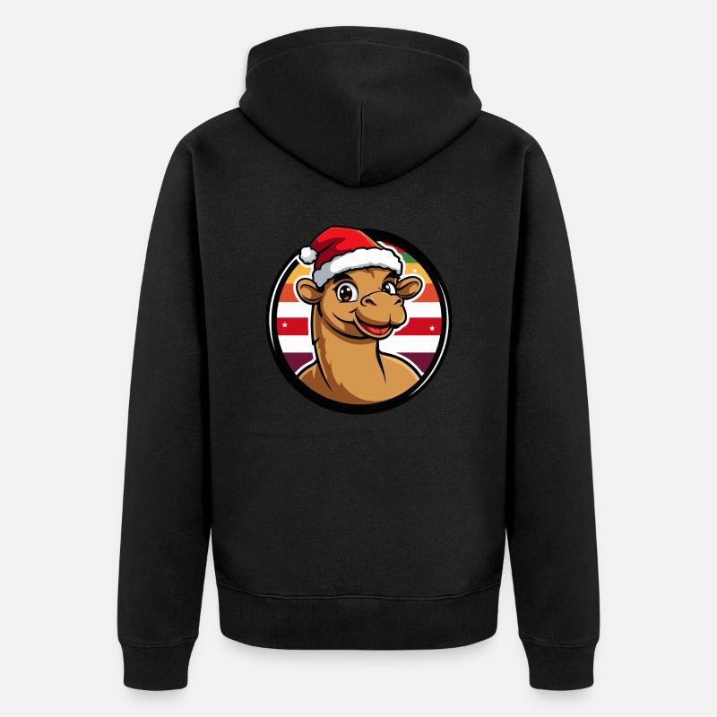 Kamel Weihnachten Tier - Unisex Premium Bio Zip Hoodie - Schwarz
