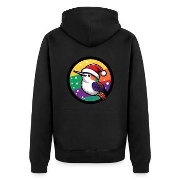 Colibri oiseau animal de Noël - Veste à capuche bio Premium Unisexe - noir - Dos - Nico (187cm)