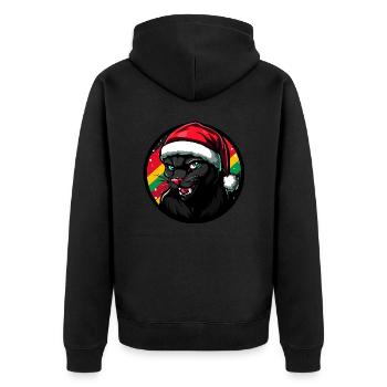 Panther Weihnachten Tier - Unisex Premium Bio Zip Hoodie - Schwarz - Hinten - Nico (187cm)
