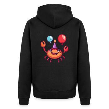Crab Crab Birthday Comic Cute - Unisex Premium Organic Zip Hoodie - black - Back - Nico (187cm)
