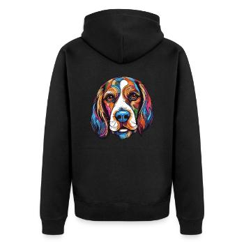 Beagle Hund Portrait - Unisex Premium Bio Zip Hoodie - Schwarz - Hinten - Nico (187cm)