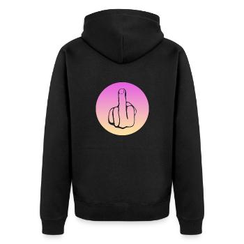 fuck you fucking Middlefinger - Unisex Premium Bio Zip Hoodie - Schwarz - Hinten - Nico (187cm)
