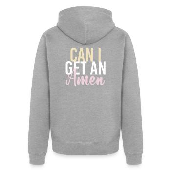Can I Get An Amen Christian Funny - Unisex Premium Bio Zip Hoodie - Grau meliert - Hinten - Nico (187cm)